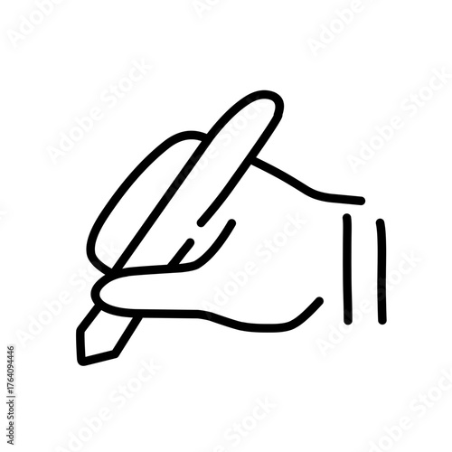 hand line icon writing with a ballpoint pen
