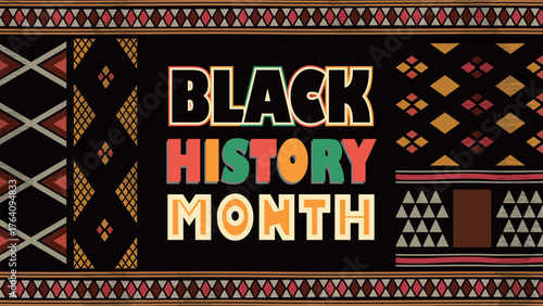Black History Month Background Design with African Colorful Pattern, and Triangular Pattern 16X9