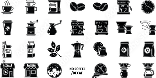 Coffee icons set vector illustration of various coffee preparation