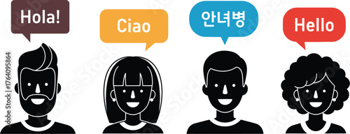 Language learning greetings in different languages illustration vector