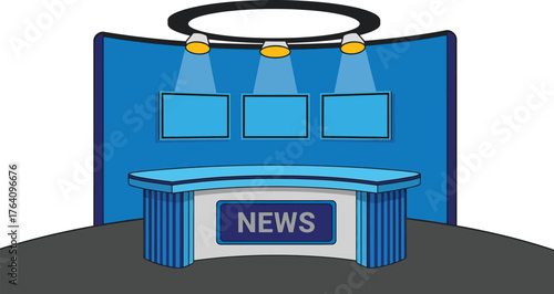 News studio background illustration for television broadcast design