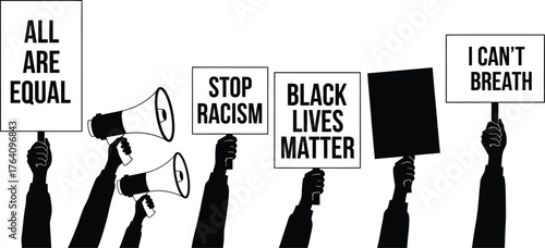 Black lives matter protest rally demonstration rights equality signs