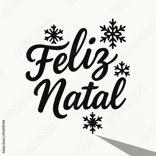 Feliz Natal text with snowflakes