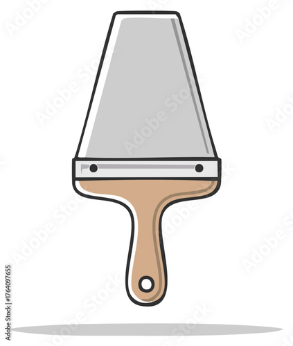 Cartoon illustration of a putty knife scraper tool for home repair and construction work vector icon