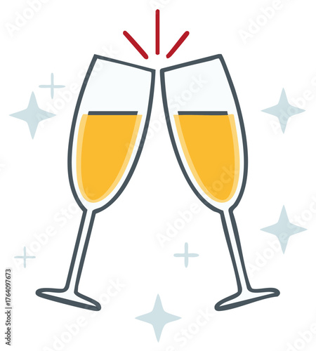 Champagne Flutes Toasting Celebration Vector Illustration for Festive Events