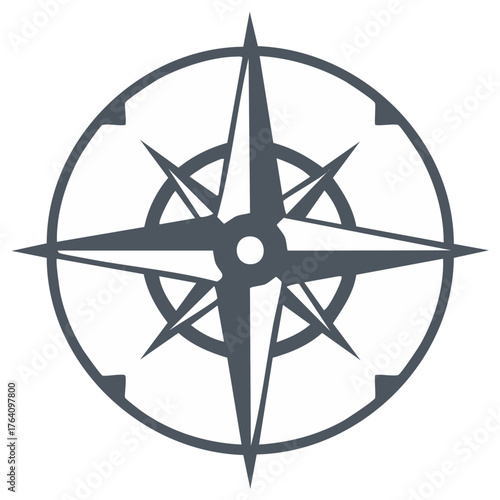 Classic Compass Rose Nautical Navigation Tool Graphic Symbol