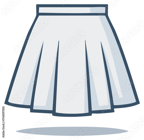 Stylized white pleated skirt simple design element modern fashion illustration