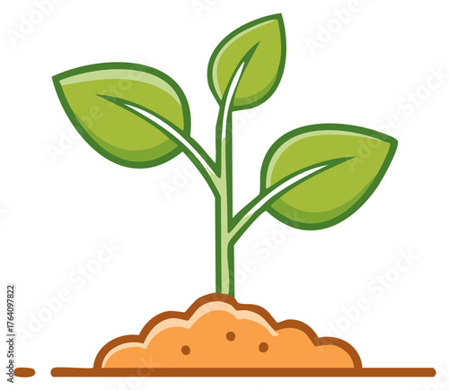 Fresh green plant sprout growing from rich soil a symbol of new life and ecological progress illustration