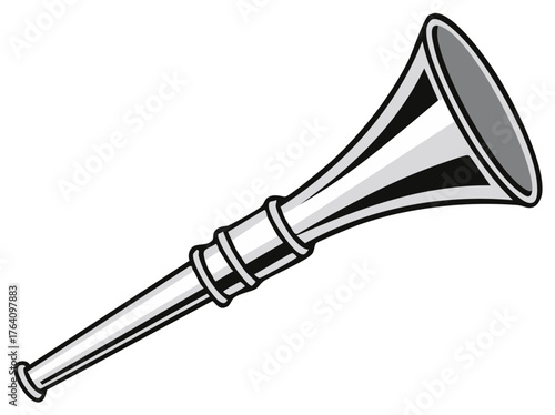 Silver Vuvuzela Stadium Horn Vector Illustration for Sports Fans