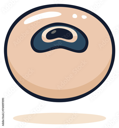 Stylized Single White Bean Illustration Graphic Icon Food Ingredient