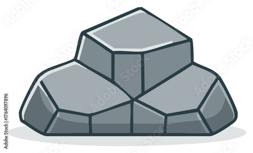 Simple grey faceted stone icon cartoon mineral ore game asset