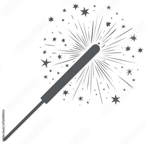 Isolated Sparkler Icon with Stars Fireworks Celebrating Party Event