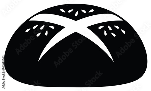 Artisan rustic bread loaf with decorative cross score and seeds, a freshly baked staple from the bakery