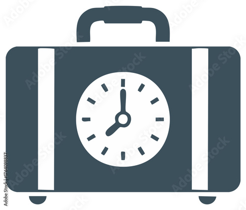 Travel Suitcase with Clock Face Symbolizing Time Management and Travel Planning