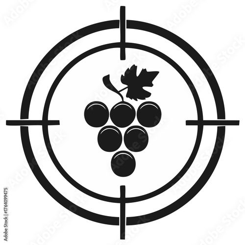 Grapes in Crosshairs Icon Target Symbolic Concept for Winemaking or Wine Growing Success