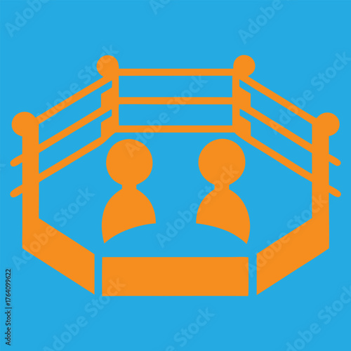 Orange Ring Clash Stylized Fighters in the Arena – A Bold Symbol of Competition, Strength, and Athletic Spirit on Blue