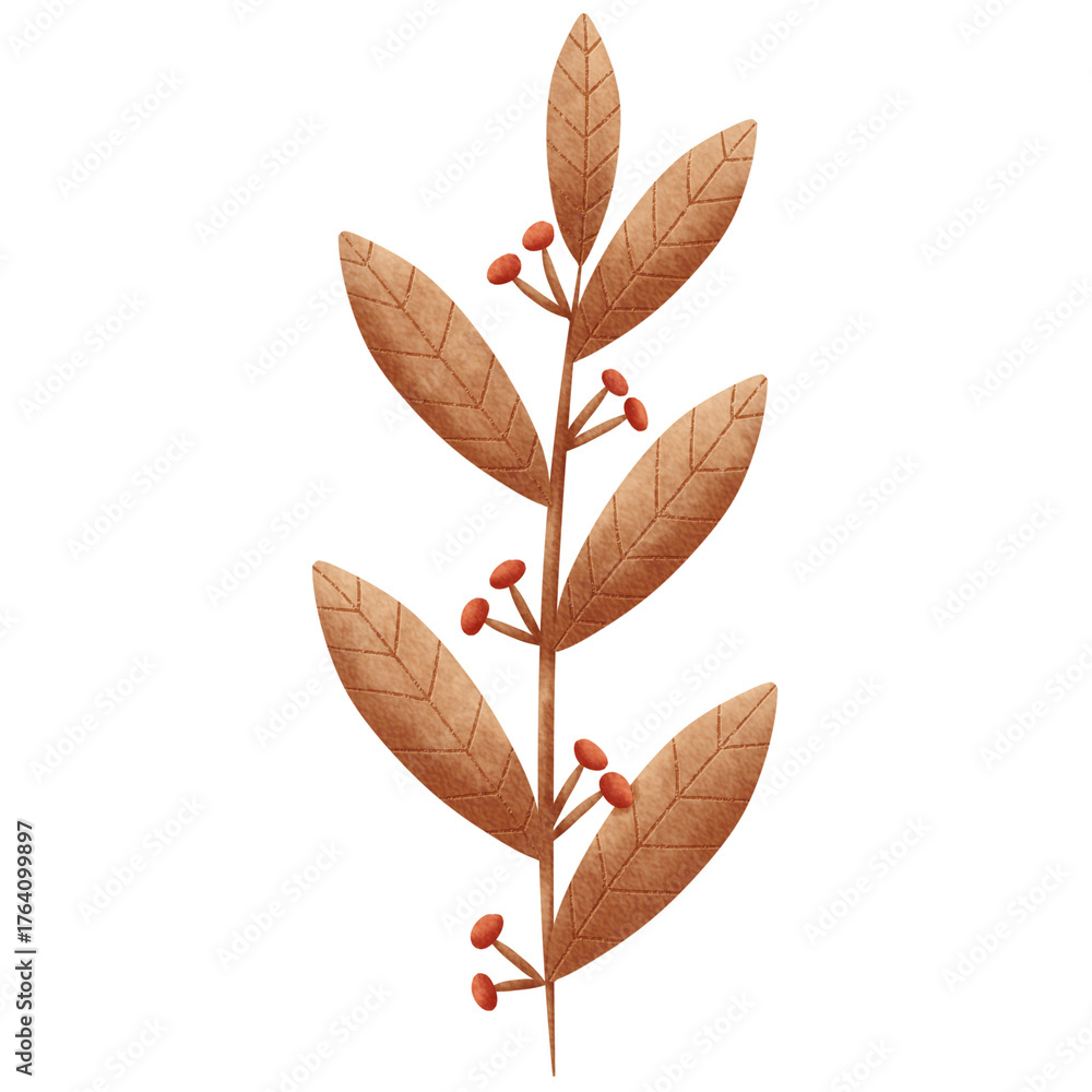 Obraz premium Watercolor brown flower leaves