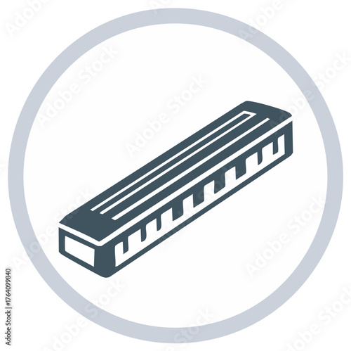 Harmonica musical instrument icon illustration simple flat design