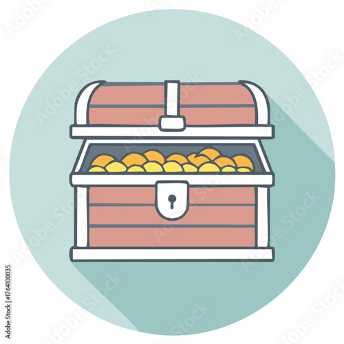 Cartoon open treasure chest full of golden coins an ancient symbol of wealth riches and adventure
