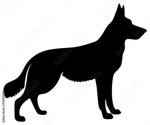 Standing German Shepherd Dog Silhouette Strong and Loyal Canine with Sharp Ears and Alert Expression