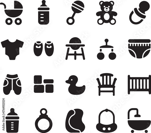 Baby & Kids Silhouette Vector Icon Set