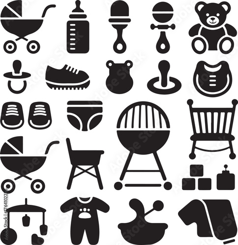 Baby & Kids Silhouette Vector Icon Set