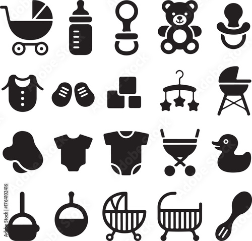 Baby & Kids Silhouette Vector Icon Set