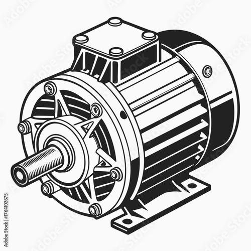 Electric motor, a machine part vector art