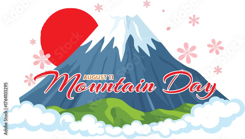 Celebrate Japan's Mountain Day on August 11th with this charming illustration of Mount Fuji, perfect for social media or educational materials
