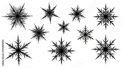 Vector art of collection of black snowflakes