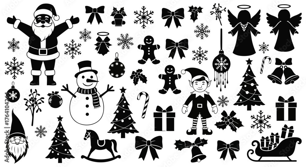 Fototapeta premium Vector art of collection of christmas holiday icons and symbols