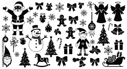 Vector art of collection of christmas holiday icons and symbols