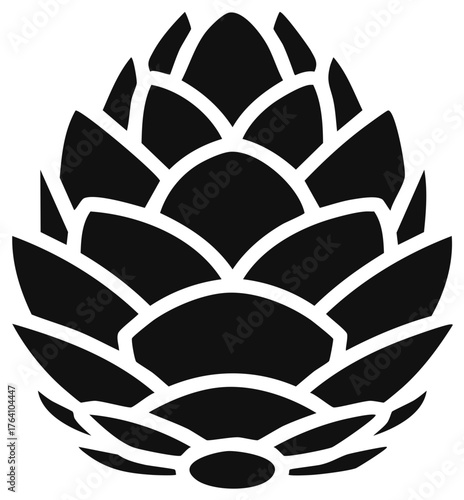 Black and White Illustration of a Hop Cone