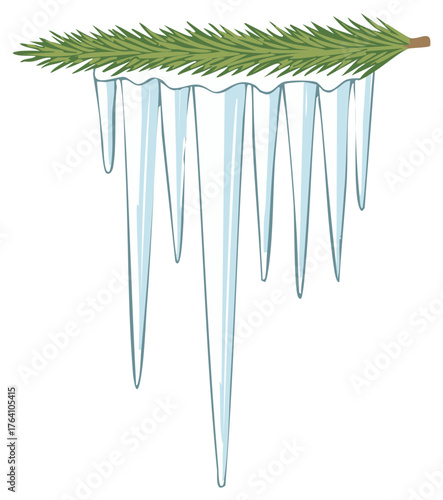 green branch with blue icicles clip art preview