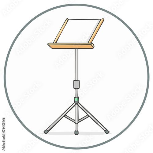 Adjustable Music Stand or Empty Presentation Easel Tripod Illustration