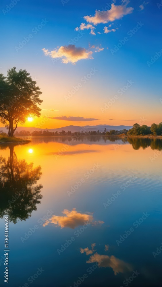 Fototapeta premium Ankara G?lba??'s serene lake scene at sunrise