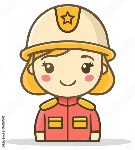 Cartoon female worker with hard hat, cute construction worker illustration
