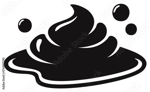 Stylized pile with liquid drops in black and white for humor or emoji art