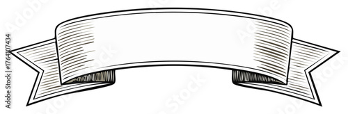 Engraved Blank Ribbon Banner Design for Text Vector Graphic Element