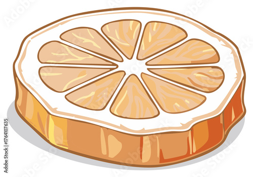 Isolated vector illustration of a single dehydrated orange citrus slice