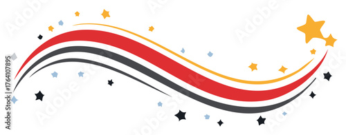 Celebratory Swirl with Stars in German Flag Colors