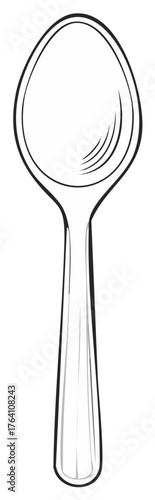 Simple line drawing of a classic spoon utensil for food preparation and serving, isolated