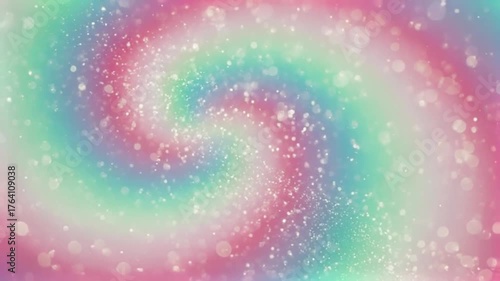Abstract Spiral Video Background in Pastel Colors with Shimmering Bokeh