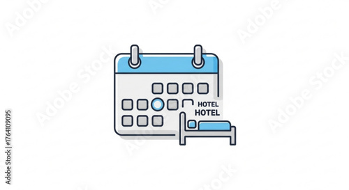 Hotel booking calendar icon a simple illustration of a calendar with a bed, perfect for travel and vacation planning