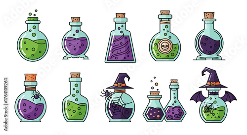 Magic Potion Bottle Icon Set 2