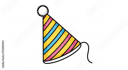 Colorful striped party hat, perfect for birthdays, celebrations, and festive occasions with fun and joy