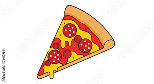 Delicious slice of pepperoni pizza, a tempting treat with melted cheese and savory toppings, perfect for a quick meal
