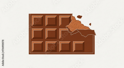 A tempting milk chocolate bar with a missing piece sweet treat concept for chocolate lovers and dessert