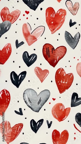 This vibrant digital artwork features hand-drawn hearts on a white background, ideal for capturing the spirit of romance and love during valentines day. Perfect for invitations or decor.