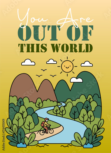 out of this world retro nature landscape illustration